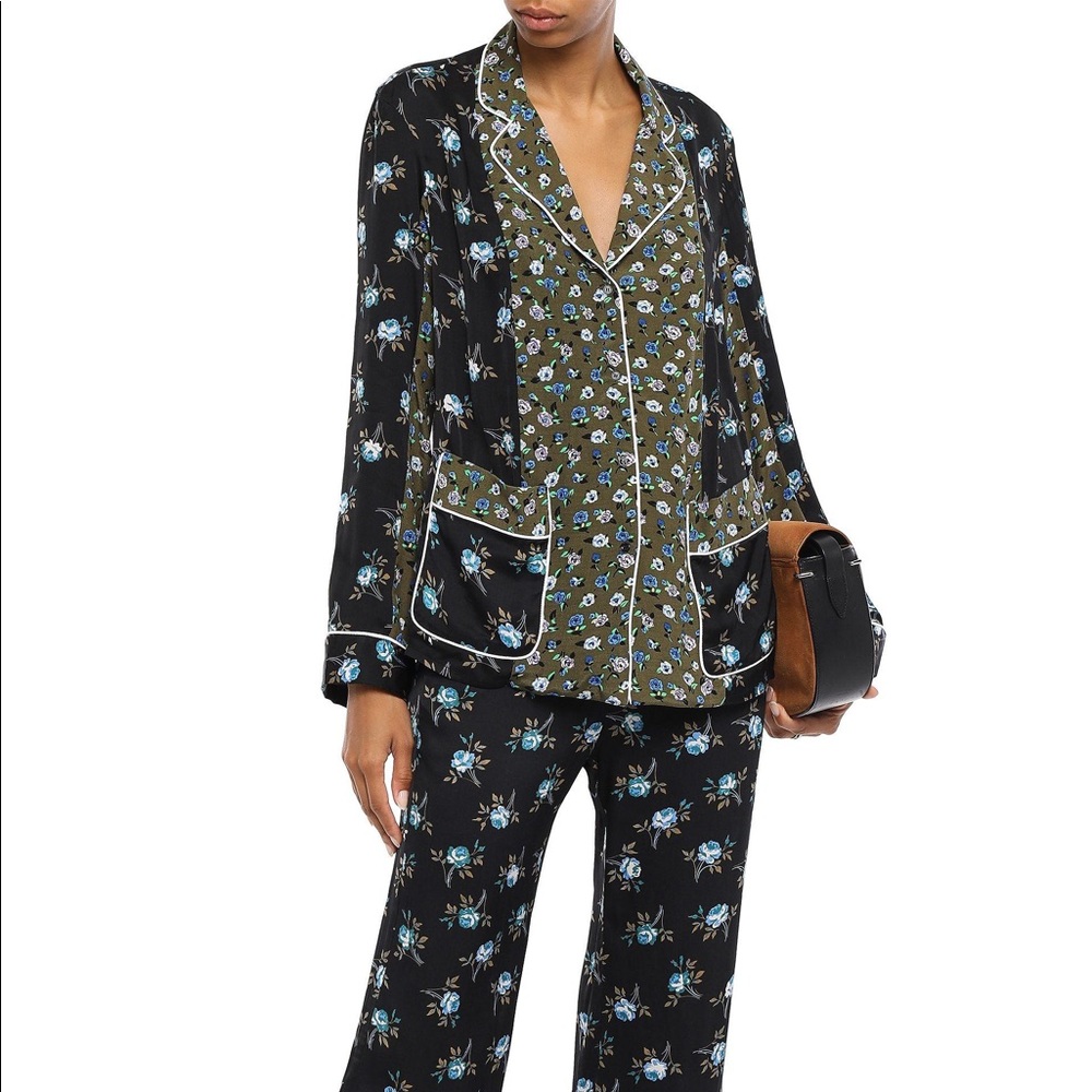 Brand New Sandro Satin Floral Pajama Set